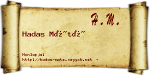 Hadas Máté névjegykártya